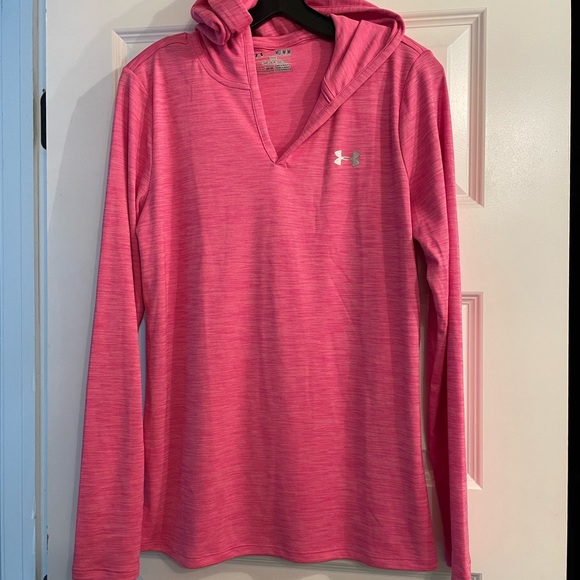 Heat Gear pink athletic running long sleeve with hood- M - Picture 1 of 2